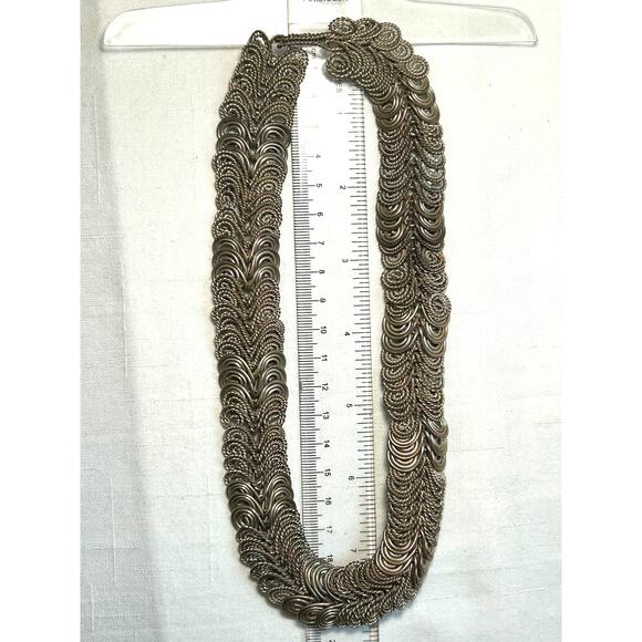 Vintage Egyptian Revival Interlocking Coil Collar Necklace 18in - Picture 4 of 10